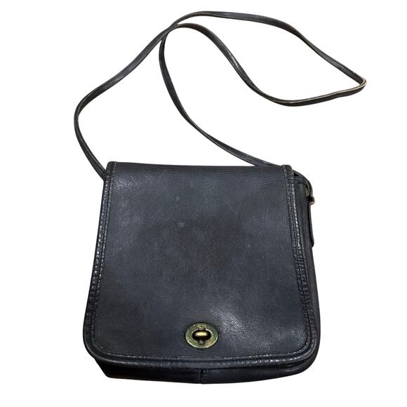 Vintage Coach Pouch Crossbody Shoulder Bag Dark Navy? Leather 9620 - Picture 1 of 7